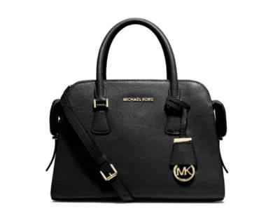 Michael Kors Harper Medium Leather Satchel, Shoulder Bag $358 Black #046 NWT - Image 1 of 4