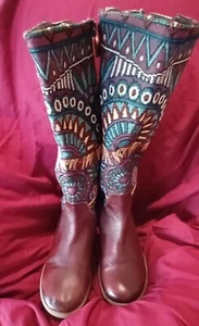 NWOB Socofy Handmade Bohemian Knee High Boots Size 40/ US 8 - Imagen 1 de 8