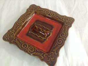 Cenicero de salón vintage de los años 60 de cerámica esmaltada cuadrado de mediados de siglo - Imagen 1 de 7