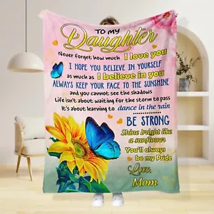To My Duaghter Microplush Fleece Bed Blanket Lightweight Ultra Soft Throw 50x60 - Picture 1 of 10