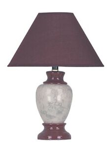 15in Tall Ceramic Accent Table Lamp in Burgundy with marbelized finish base