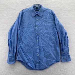 DKNY Dress Shirt Mens 16 Large Blue Slim Button-Up Top Long Sleeve Collared - Picture 1 of 11
