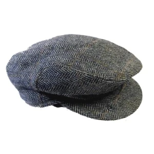 Wigens Oscar Cap Mens Wool Earflap Newsboy Black Driver Hat UK Size 58 Vintage - Picture 1 of 9