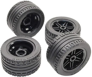 ☀️NEW Lego TIRES 4 Pack Black Rims 43.2 x 22 ZR #44309 & #56145 x 4 Technic Tire - Picture 1 of 2