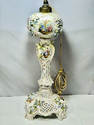 Antique Late 19th Dresden Carl Thieme Germany Porcelain Lamp • 350$