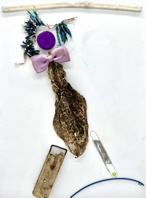 ALL TRICKED OUT Purple Found Object Painting Figure Collage - Steven Tannenbaum - Image 1 of 4