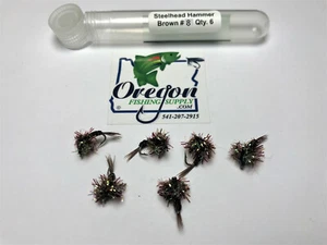 Steelhead Hammer Brown #8, 6 fly in tube. FREE shipping on All Additional items! - Picture 1 of 5