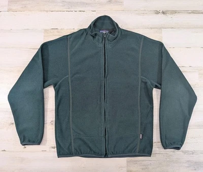 Vintage Patagonia Jacket Mens Medium Green Fleece Full Zip USA Made - Image 1 of 4