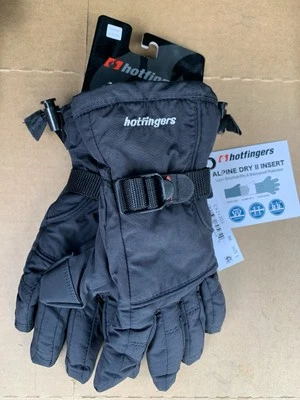 Hot Fingers Alpine Dry II Youth Black Gloves Insulated Waterproof WindProof Sz L - Image 1 of 4
