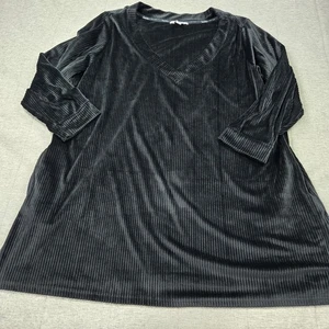 Nicole Miller Damen Stretch Freizeit Loungewear Longtop weicher Velours Taschen 2X - Bild 1 von 11