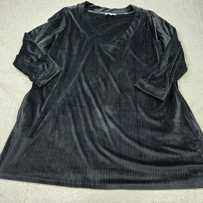 Nicole Miller Women's Stretch Leisure Loungewear Long Top Soft Velour Pockets 2X - Image 1 of 4