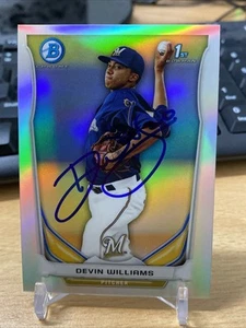 2014 Bowman Chrome Devin Williams 1. RC Refraktor #11/500 Auto Yankees - Bild 1 von 4