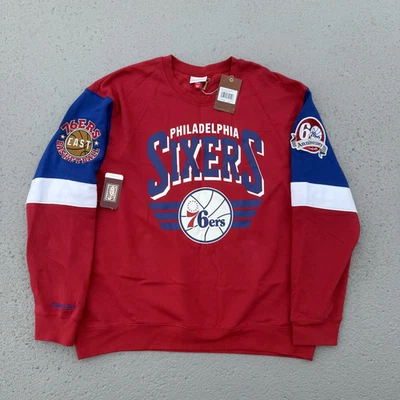 Men's Mitchell & Ness Philadelphia 76ers All Over Print Pullover Sweatshirt 2XL - Image 1 of 4