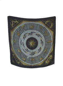 Rare Hermès Silk Scarf 90 Astrologie Dies et Hore Zodiac Dark Vintage France 60s - Picture 1 of 9