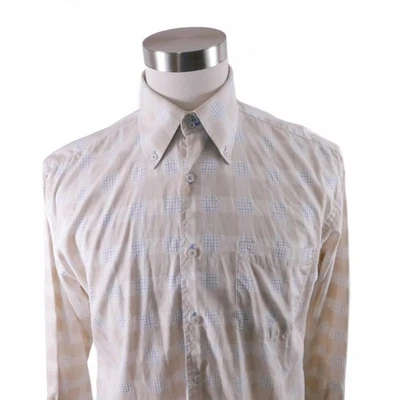 Tommy Hilfiger мужской хлопок на пуговицах бежевый клетчатый клетку платье рубашка средний - Изображение 1 из 4