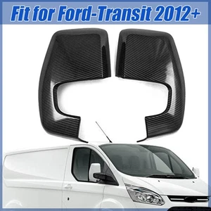 FOR 2012-24 FORD TRANSIT CUSTOM VAN CARBON LOOK DOOR WING MIRROR COVER CAP PAIR - Picture 1 of 13