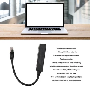 Ethernet Splitter Professional 1 To 4 Ports High Speed 100Mbps 1000Mbps RJ45 NEW - Afbeelding 1 van 12