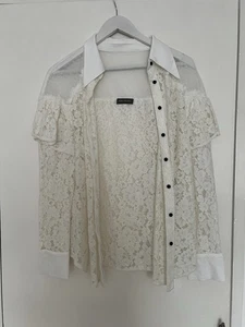 Ladies Off White Mint Velvet Blouse. L. Lace. Long Sleeves. Black Buttons - Picture 1 of 9