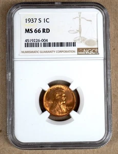 1937-S LINCOLN WHEAT CENT NGC MS66RD 226004 - Picture 1 of 2
