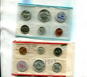 1964 P + D UNITED STATES FULL SILVER MINT SET ORGINAL 5165T - Picture 1 of 1