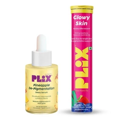 PLIX Glutathione Skin Glow Tablet & Serum Pineapple Serum Combo - 15 Tabs+30ml - Image 1 of 4