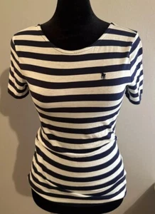POLO Ralph Lauren Girl's Polo Player Navy Pony Logo Shirt Blue White Sz XL (16) - Picture 1 of 7