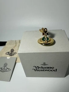 Vivienne Westwood small gold tone 3D Turquoise Orb Necklace New Box & Card - Picture 1 of 6