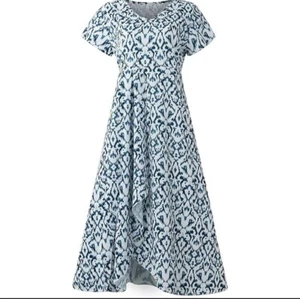 Blue Short Sleeve Dress Size Medium V Neck Read Description - Picture 1 of 8
