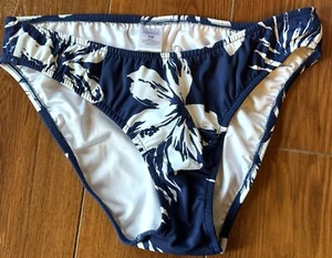 NWOT VENUS Scoop front MODERATE Bikini BOTTOM ORIG $49 Size 10 Navt Blue Floral - Picture 1 of 1