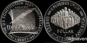 Dólar de plata S 1987 Constitution dólar de plata a prueba de gemas - Imagen 1 de 1