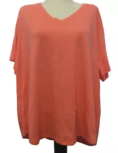 TERRA & SKY SEMI-FITTED V-Neck Stretchy Soft Orange Short Sleeve T-Shirt Sz 3X - Picture 1 of 9
