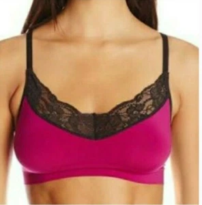 Maidenform Fuchsia & Black Seamless Large T-Back Racerback Bra {New} Free Ship - Picture 1 of 3