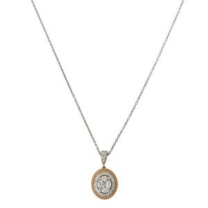 18k Yellow Solid Gold SI/H Pave Diamond Oval Charm Pendant Necklace Gift 0.85 Ct