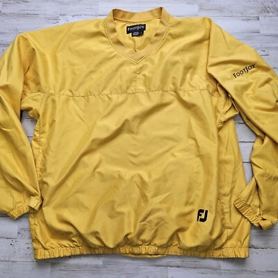 Footjoy FJ Mens Large Yellow Golf Windbreaker V-Neck Pullover - Image 1 of 4