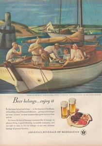 1948 America's Beverage of Moderation Beer Belongs Enjoy Sailboat Vtg Print Ad - Picture 1 of 1