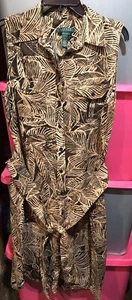 Lauren Ralph Lauren Exclusive Brown Linen Sleeveless Dress Size 12 - Picture 1 of 6