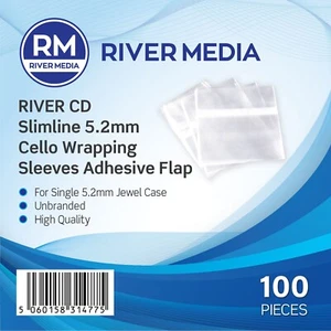 1000 x RIVER CD Slimline Jewel Case Wrapping Sleeves 5.2mm Spine - Afbeelding 1 van 2