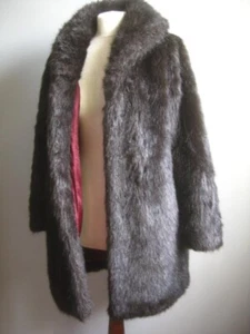 BIBA FAUX FUR COAT JACKET 8 small grizzly bear brown oversized blogger teddy - Picture 1 of 22