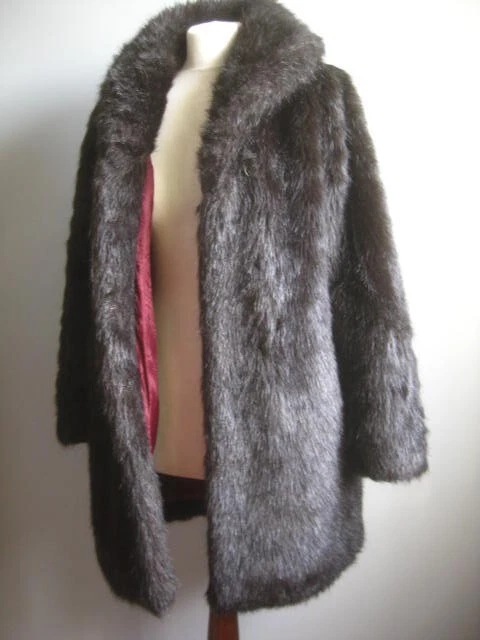 BIBA FAUX FUR COAT JACKET 8 small grizzly bear brown oversized blogger teddy - Image 1 of 4
