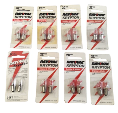NUEVO Rayovac K1 / KPR101 Bombilla Krypton Brida Base 2 Celdas C LOTE DE 8 Foto 1 de 3