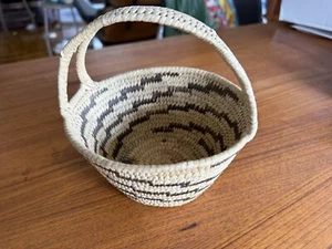 Cesta india vintage de doble mango Papago nativo americano 6" tejida a mano - Imagen 1 de 7