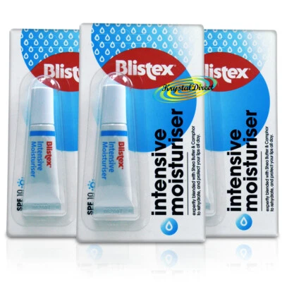 3x Blistex Intensive Feuchtigkeitscreme feuchtigkeitsspendend LSF10 Lippenbalsam 5g für trockene rissige Lippen