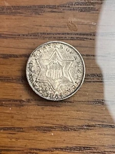 1854 THREE CENT SILVER TOUGH DATE CHOICE AU++ GREAT COLOR - Picture 1 of 2