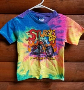 Youth Sturgis Black Hills Rally Tie Dye T-Shirt  Biker Kids Harley Size 6-8 Tee - Picture 1 of 4