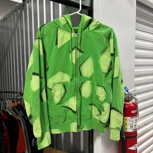 Vintage Y2K Volcom Green and black AOP zip-up hoodie Size Small Men Skater - Picture 1 of 8
