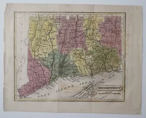 Antique Map CONNECTICUT and EASTERN STATES 1838 Geography by Sherman & Smith - Picture 1 of 6