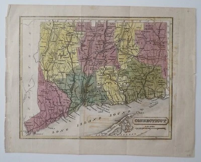Antique Map CONNECTICUT and EASTERN STATES 1838 Geography by Sherman & Smith - Image 1 of 4