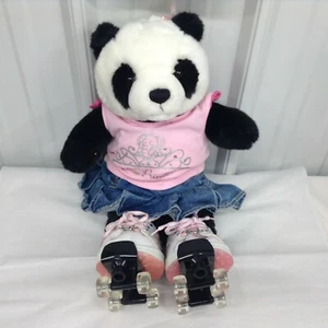 Build A Bear 16” PANDA BEAR con camisa de princesa zoológico, falda, patines Skechers - Imagen 1 de 9