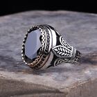 Men's Ring 925K Sterling Silver Turkish Jewelry Onyx Black Stone All Size