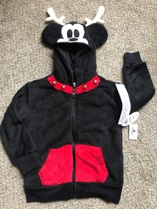 Disney Parks Christmas Mickey Mouse Reindeer Hoodie Sweatshirt Child S - Picture 1 of 9